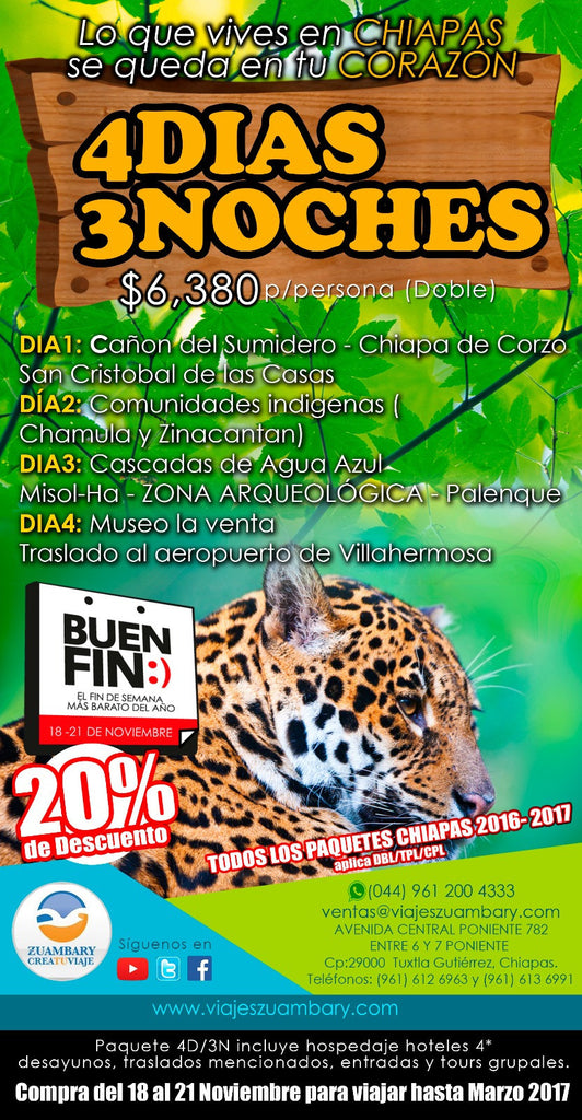 CONOCE CHIAPAS CON UN 20% DE DESCUENTO